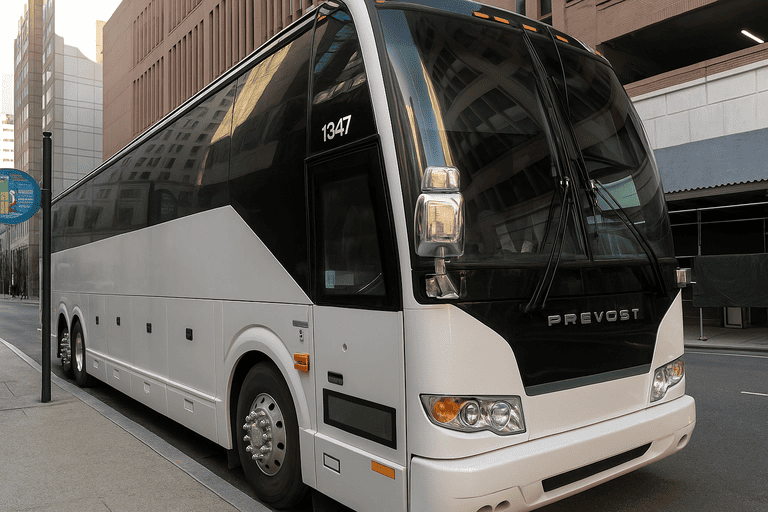 a Long Beach Coach Bus Service coach bus