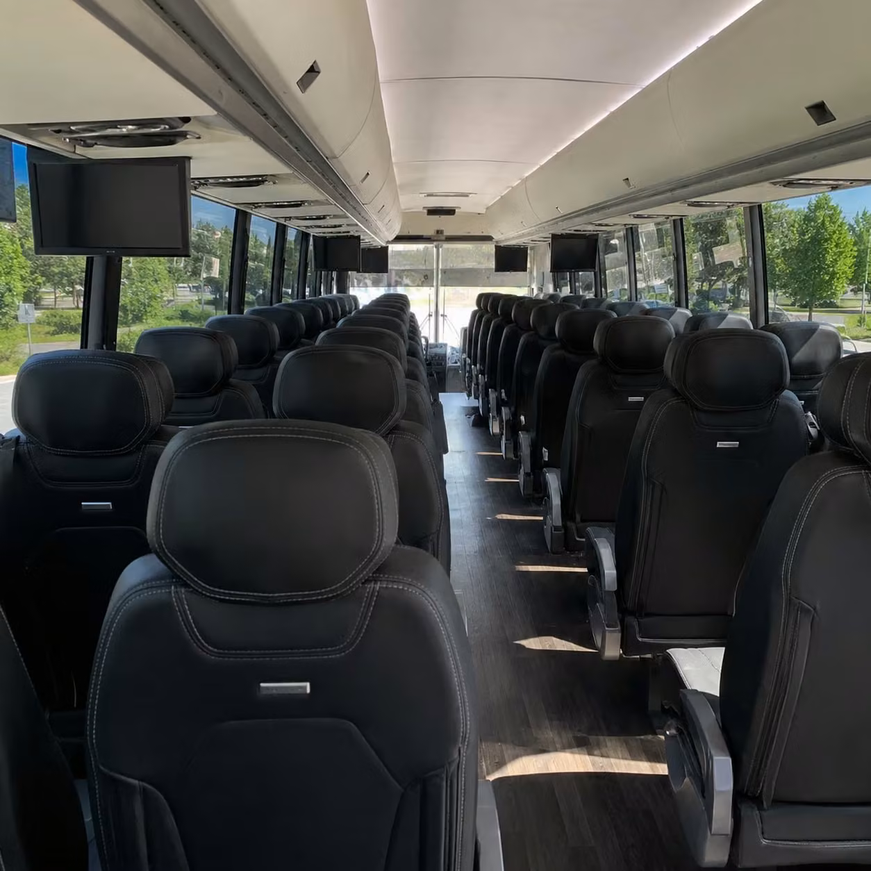 56 passenger charter bus inside